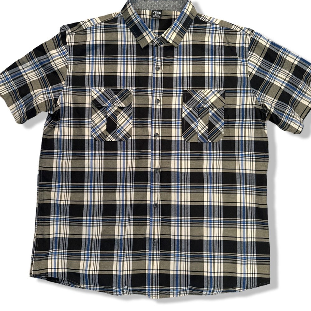 Vese Short Sleeve Button Down XL Blue / Black